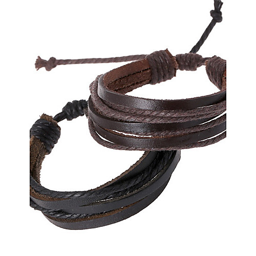 

Men's Leather Bracelet Rope woven Cheap Ladies Chain Personalized Leather Bracelet Jewelry Black / Brown For Daily