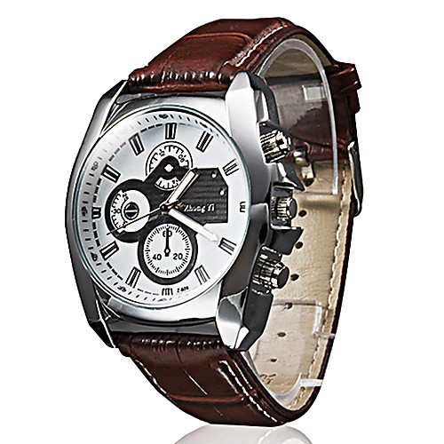 

Men's Wrist Watch Aviation Watch Quartz Quilted PU Leather Black / Brown Casual Watch Analog Classic Casual fancy - Black Brown