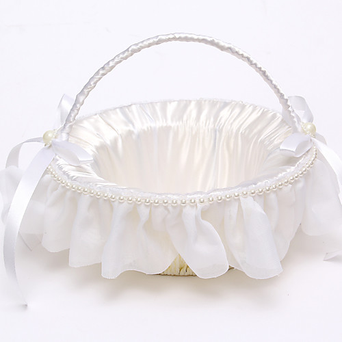 

Flower Basket Satin / Rattan 8 3/5 (22 cm) Faux Pearl / Ribbons / Rattan 1 pcs