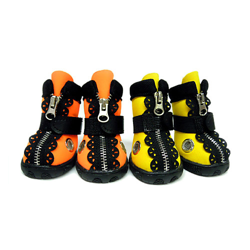 

Dog Boots / Shoes Dog Boots / Dog Shoes Lace Applique Edge Waterproof Dog Solid Color Solid Colored For Pets PU Leather / Polyurethane Leather Rubber Yellow / Winter