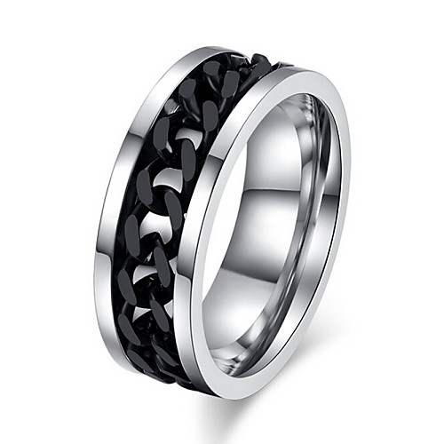 

Men's Statement Ring Silver / Black Titanium Steel Wedding Party Jewelry Love