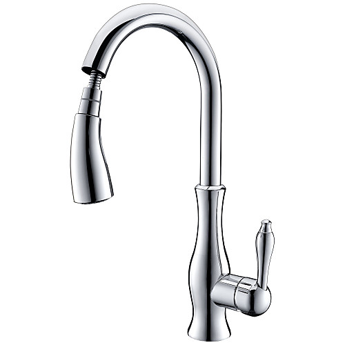 

Kitchen faucet - One Hole Chrome Pull-out / ­Pull-down / Tall / ­High Arc Deck Mounted Traditional Kitchen Taps / Brass / Single Handle One Hole