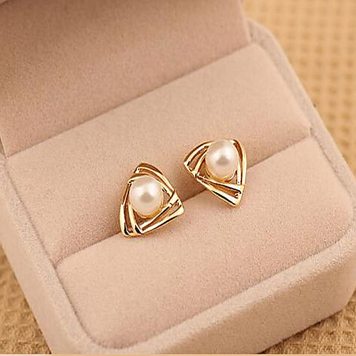 

Women's Pearl Stud Earrings Geometrical Ladies Pearl Imitation Pearl Earrings Jewelry Gold / White For Wedding Masquerade Engagement Party Prom Promise