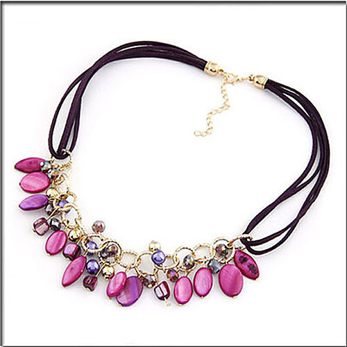 

Women's Choker Necklace Ladies Bohemian European Boho Resin Shell Alloy Purple Blue Green Necklace Jewelry For