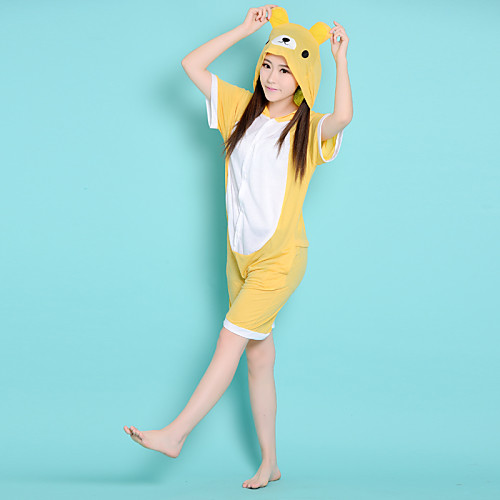 

Kigurumi Pajamas Bear / Raccoon Leotard/Onesie Halloween Animal Sleepwear Yellow Patchwork Cotton Kigurumi Unisex Halloween / Carnival