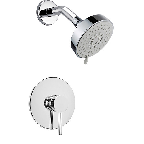 

Shower Faucet Set - Rain Shower Widespread Contemporary Chrome Wall Mounted Brass Valve Bath Shower Mixer Taps / Single Handle Two Holes