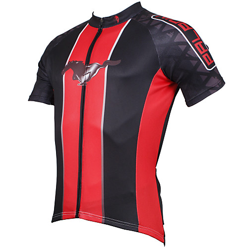 

ILPALADINO Men's Short Sleeve Cycling Jersey Polyester 1# Red Blue Bike Jersey Top Road Bike Cycling Breathable Quick Dry Ultraviolet Resistant Sports Clothing Apparel / Stretchy / Back Pocket