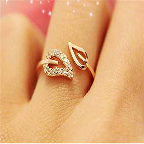 

Open Cuff Ring Cubic Zirconia Gold Silver Cubic Zirconia Rhinestone Gold Plated Leaf Ladies Simple Basic 1pc / Women's / Adjustable Ring / Alloy