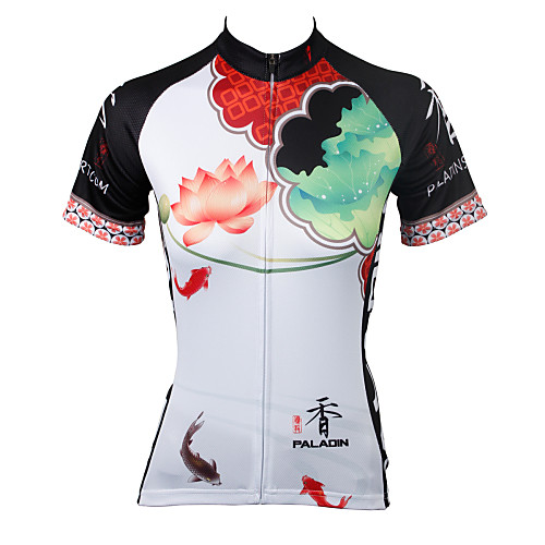 

ILPALADINO Women's Short Sleeve Cycling Jersey Polyester Rainbow White Plus Size Bike Jersey Top Mountain Bike MTB Road Bike Cycling Breathable Quick Dry Ultraviolet Resistant Sports Clothing Apparel