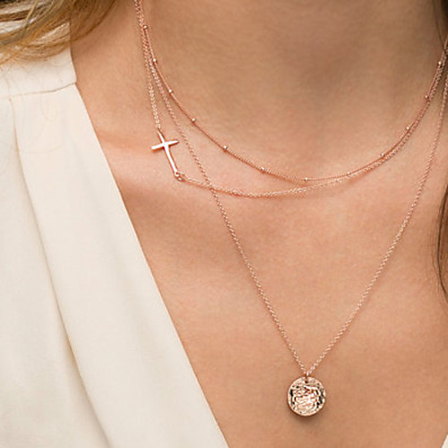 

Women's Layered Necklace Sideways Cross Cross Ladies Casual / Daily Fashion Alloy Screen Color Necklace Jewelry For