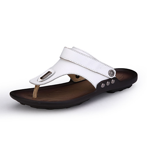 

Men's Sandals Comfort Shoes Athletic Casual Outdoor Leather Nappa Leather Cowhide White Black Fall Summer