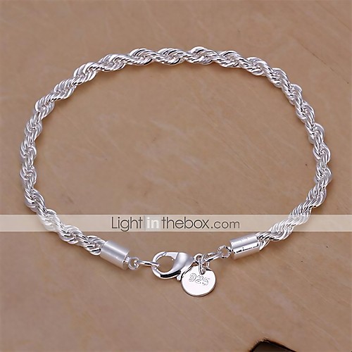 

Women's Chain Bracelet Twist Prince Of Wales Twisted Baht Chain Snake Cheap Ladies Basic Fashion Italian everyday Sterling Silver Bracelet Jewelry Silver For Wedding Party Daily