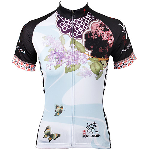 

ILPALADINO Women's Short Sleeve Cycling Jersey Polyester Blue Floral Botanical Plus Size Bike Jersey Top Mountain Bike MTB Road Bike Cycling Breathable Quick Dry Ultraviolet Resistant Sports Clothing