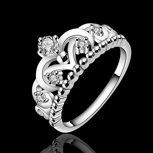 

Women's Statement Ring Princess Crown Ring Silver Silver Plated Ladies Fashion Wedding Party Jewelry / Rhinestone