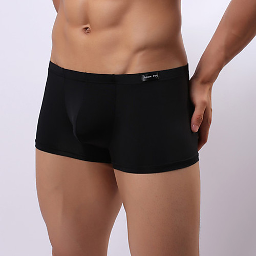 

Men's Pure Color Ice Silk Boxers Underwear Solid Colored Mid Rise White Black Pink M L XL