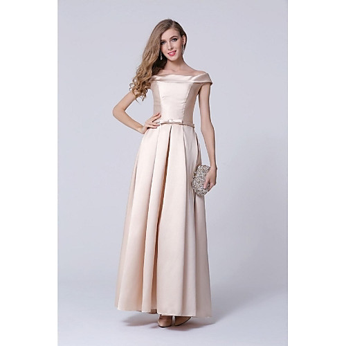 

A-Line Formal Evening Dress Off Shoulder Floor Length Polyester with 2021