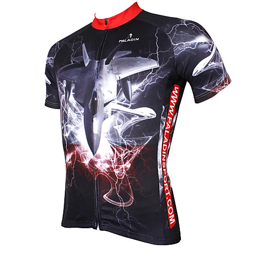 

ILPALADINO Men's Short Sleeve Cycling Jersey Polyester Black Bike Jersey Top Mountain Bike MTB Road Bike Cycling Breathable Quick Dry Ultraviolet Resistant Sports Clothing Apparel / Stretchy