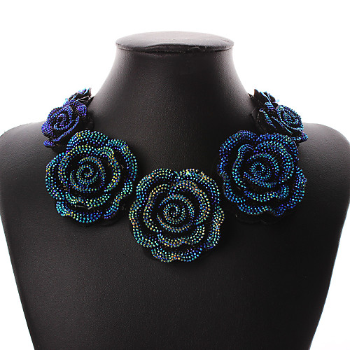 

Women's Resin Collar Necklace Roses Flower Statement Ladies Vintage Party Casual Fashion Resin Earrings Jewelry Blue For Party Special Occasion Anniversary Birthday Gift