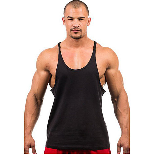 

Men's Tank Top Solid Colored Basic Sleeveless Tops Active Round Neck White Black Yellow / Sports / Summer