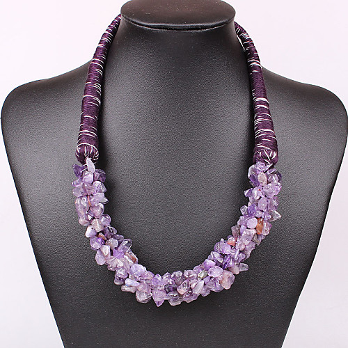 

Women's Crystal Statement Necklace Statement Ladies Fashion Druzy Synthetic Gemstones Brown Purple Green Navy Blue Necklace Jewelry For Party Special Occasion Birthday Gift