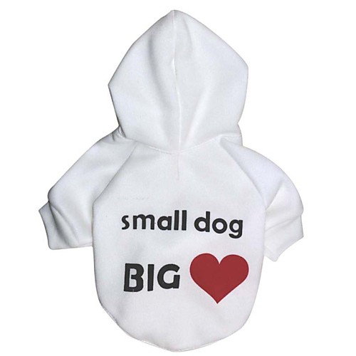 

Cat Dog Coat Hoodie Dog Clothes Heart Letter & Number White Polar Fleece Cotton Costume For Winter Cosplay