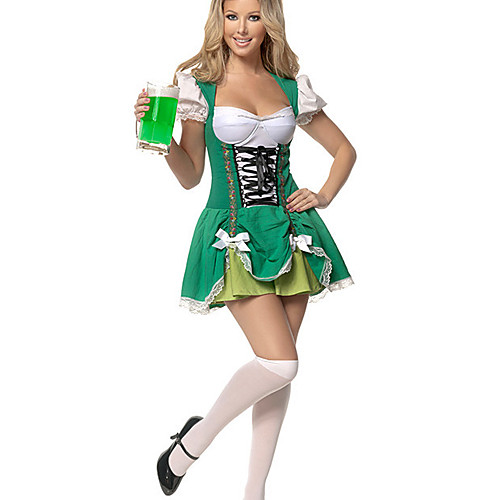 

Halloween Carnival Oktoberfest Beer Dirndl Trachtenkleider Women's Skirt Dress Hat Bavarian Costume