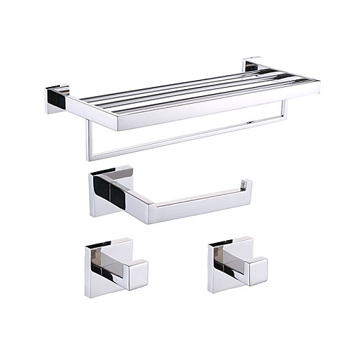 

Bathroom Accessory Set / Towel Bar / Toilet Paper Holder Contemporary Stainless Steel 4pcs - Bathroom / Hotel bath Double Wall Mounted