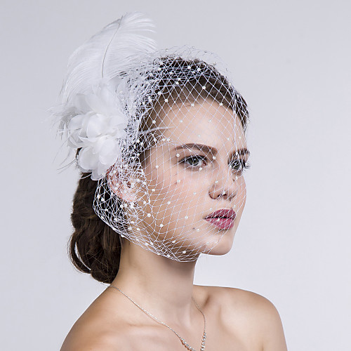 

Feather / Fabric / Net Headwear / Birdcage Veils with Floral 1pc Wedding / Special Occasion / Casual Headpiece