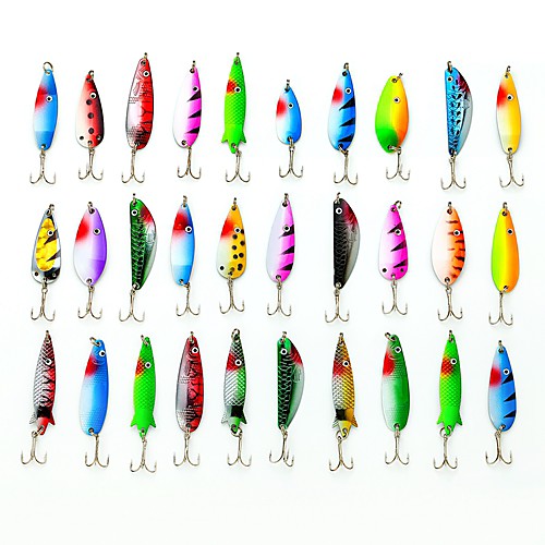 

30 pcs Lure kit Fishing Lures Spoons Sinking Bass Trout Pike Spinning Jigging Fishing Freshwater Fishing