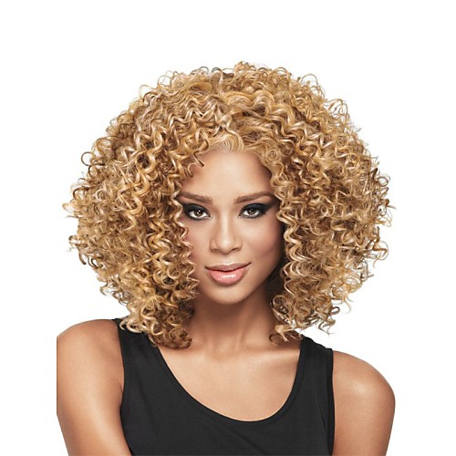 

Synthetic Wig Curly Curly Wig Blonde Medium Length Light Brown Synthetic Hair Women's African American Wig Glueless Blonde StrongBeauty