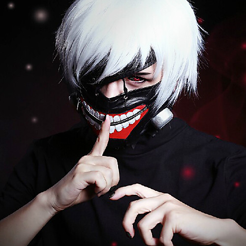 

Tokyo Ghoul Ken Kaneki Cosplay Wigs Men's 12 inch Heat Resistant Fiber Silver Anime