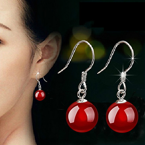 

Women's Agate Drop Earrings Cheap Sterling Silver Earrings Jewelry Black / Red For Wedding Party Daily Casual