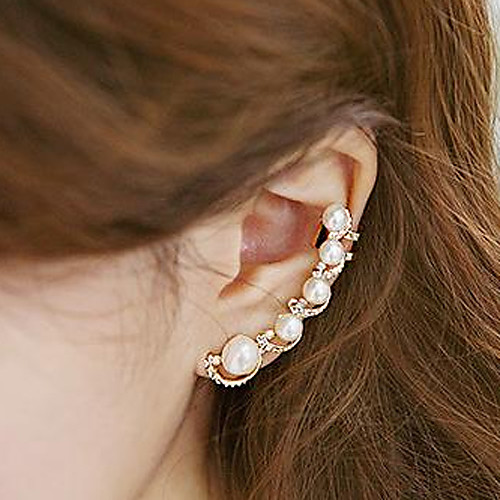 

Women's Pearl Ear Cuff One Earring Ear Climbers Ladies Personalized Fashion Pearl Imitation Pearl Cubic Zirconia Earrings Jewelry Gold For