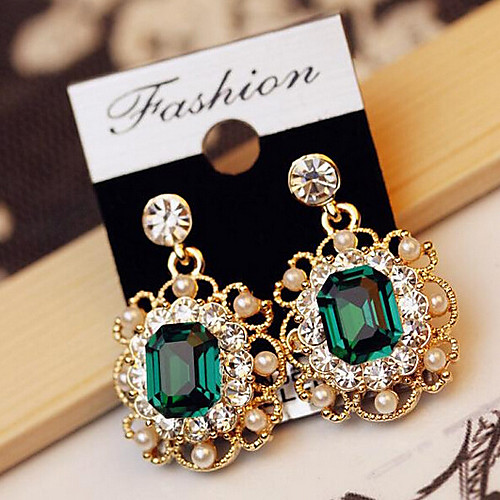 

Women's Crystal Drop Earrings Dangling Dangle Ladies Luxury Fashion Pearl Imitation Diamond Earrings Jewelry White / Gray / Green For
