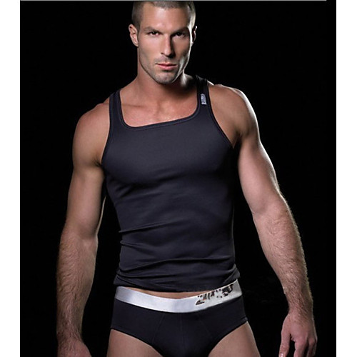 

Men's Super Sexy Undershirt Solid Colored 1 Piece Black Light Blue White S M L