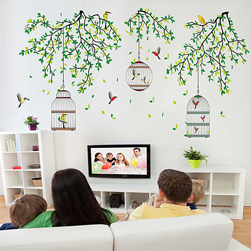 

Wall Stickers Wall Decals Style Green Branches on The Cage PVC Wall Stickers