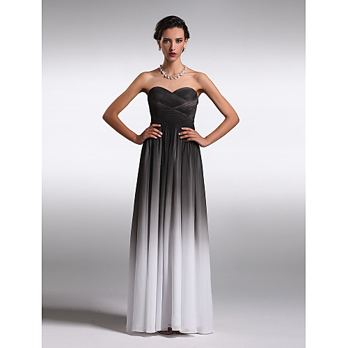 

Sheath / Column Elegant Prom Formal Evening Dress Sweetheart Neckline Strapless Sleeveless Floor Length Chiffon with Criss Cross 2021