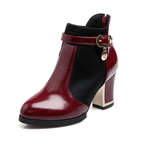 

Women's Block Heel Boots Chunky Heel Booties Ankle Boots Casual Dress Office & Career Patent Leather Zipper Winter White Black Burgundy / Booties / Ankle Boots / Booties / Ankle Boots