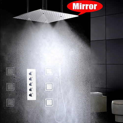 

Shower Faucet Set - Handshower Included Rain Shower Widespread Contemporary Chrome Ceiling Mounted Ceramic Valve Bath Shower Mixer Taps