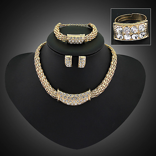 

Jewelry Set Pendant Necklace Adjustable Ring Statement Party Work Casual Vintage Link / Chain Earrings Jewelry Gold For Party
