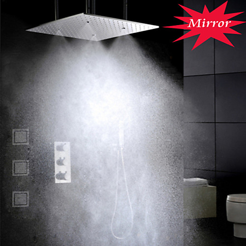 

Shower Faucet Set - Handshower Included Thermostatic Rain Shower Contemporary Chrome Ceiling Mounted Brass Valve Bath Shower Mixer Taps