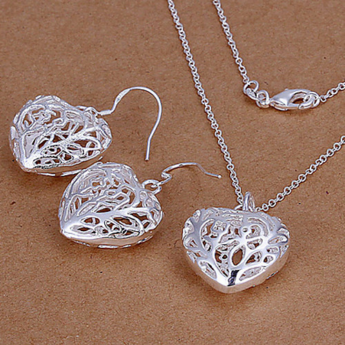 

Jewelry Set Pendant Necklace Cross Love Party Fashion Silver Plated Earrings Jewelry Silver For Party Special Occasion Anniversary Birthday Gift