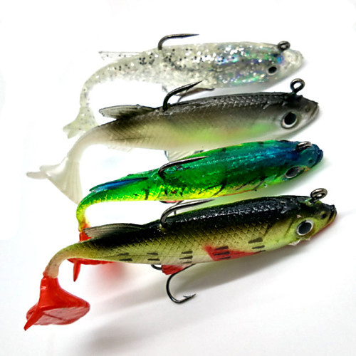 

4 pcs Fishing Lures Soft Bait Shad Soft Jerkbaits Sinking Bass Trout Pike Sea Fishing Spinning Freshwater Fishing