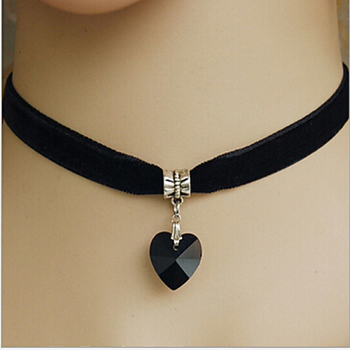 

Women's Crystal Choker Necklace Tattoo Choker Necklace Heart Ladies Tattoo Style Fashion everyday Crystal Fabric White Black Purple Red Blue Necklace Jewelry For Wedding Party Daily Casual