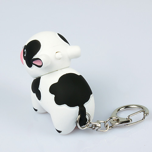 

LED Milk Cow Keychain Cartoon Flashlight Sound Light Key Ring (Random Color)