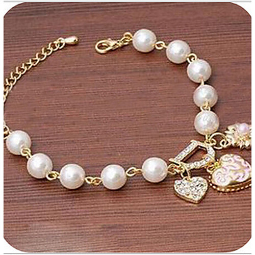 

Chain Bracelet Luxury Unique Design Work Casual Fashion Pearl Bracelet Jewelry Gold / White For Party Gift Valentine / Imitation Diamond