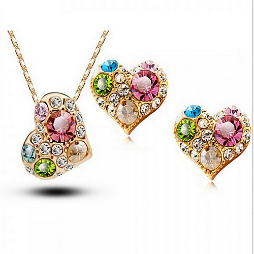 

Crystal Jewelry Set Stud Earrings Pendant Necklace Heart Love Ladies Party Work Fashion Cubic Zirconia Rhinestone Austria Crystal Earrings Jewelry Gold For Wedding Party Special Occasion Anniversary