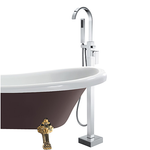 

Bathtub Faucet - Contemporary Chrome Tub And Shower Ceramic Valve Bath Shower Mixer Taps / Single Handle One Hole