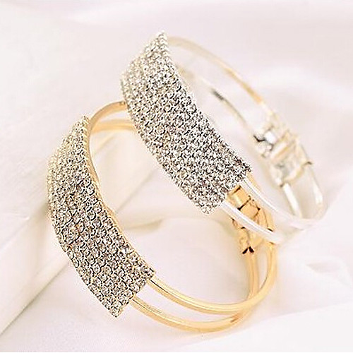 

Women's Bracelet Bangles Tennis Bracelet Ladies Casual Fashion Rhinestone Bracelet Jewelry Gold / Silver For Daily