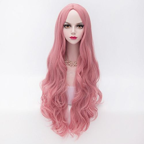 

Cosplay Costume Wig Synthetic Wig Wavy Loose Wave Kardashian Loose Wave Wig Very Long Pink Synthetic Hair Women's Middle Part Pink